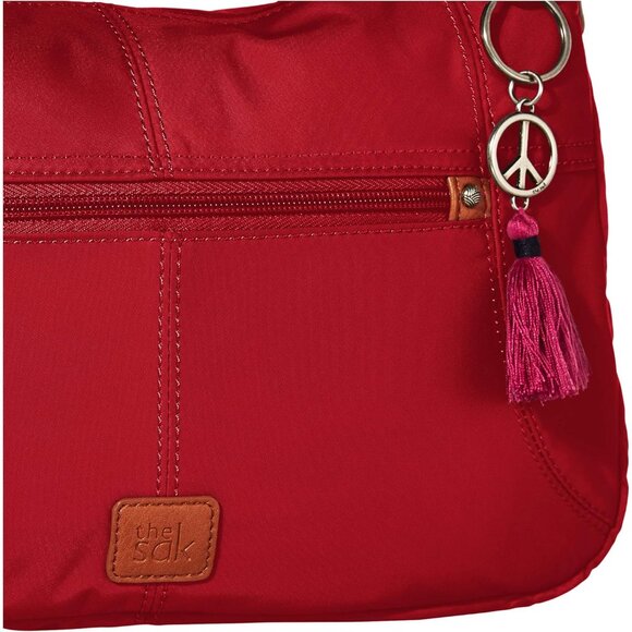 Esperato Womens Crimson Nylon Hobo Bag with Multiple Pockets and Repreve Lining - Picture 3 of 6